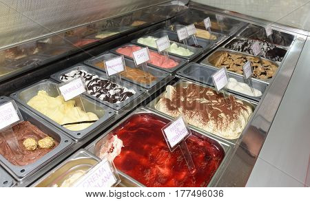 Showcase Ice Cream In An Ice Cream Shop,
