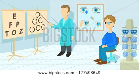 Vision correction horizontal banner concept. Cartoon illustration of vision correction vector horizontal banner for web