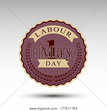 The vector emblem for labour day.Vintage design