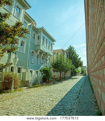 Street of the Cold Fountain or Sogukcesme Sokagi is a small street with historic houses in the Sultanahmet neighborhood of Istanbul, Turkey. Decorated in the 19th century style.