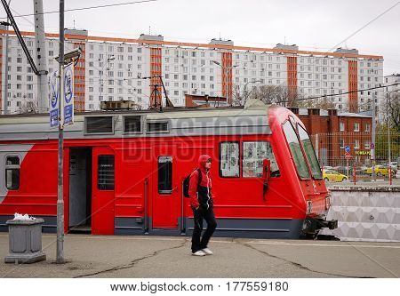 Train At Railway Station In Moscow, Russia