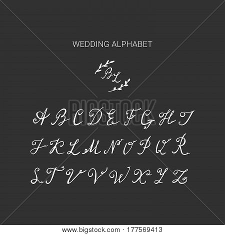Hand Drawn Wedding Alphabet.