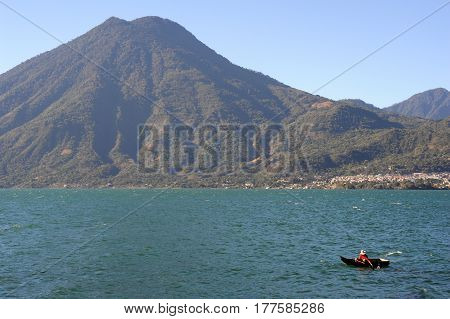 Lake Atitlan With Vulcano San Pedro