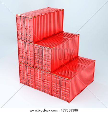 3d rendering of a shipping 20ft containers. Isoalted on white