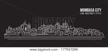 Cityscape Building Line art Vector Illustration design - Mombasa city