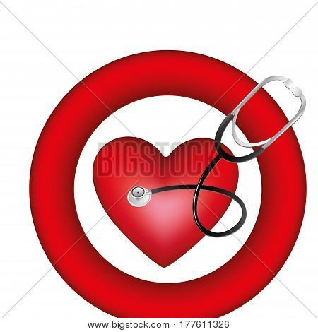 symbol heart with stethoscope icon, vector illustration design