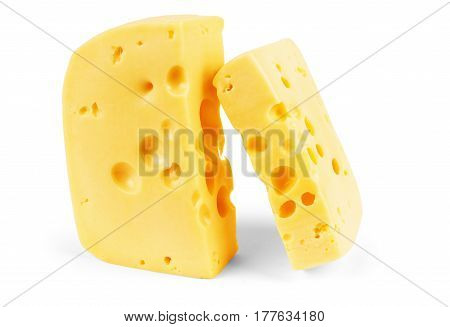 Piece of cheese isolated on white Hole, Emmental, Foods, Holes, Nourish, Wedge, Emmentaler, Schweizer, Emmenthal