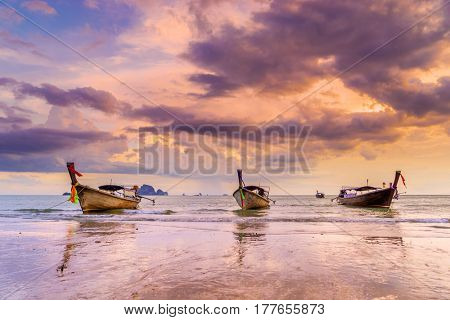 sunset on the Andaman sea , Krabi province, Thailand, Asia