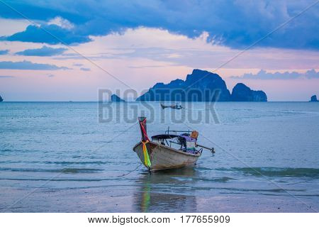 sunset on the Andaman sea , Krabi province, Thailand, Asia