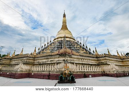 Famous pagoda in Bago. Tthe Mahazedi the Great Stupa built by King Bayinnaung in 1560 Bago Myanmar