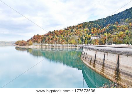 landscape of Plastira lake Karditsa Thessaly Greece