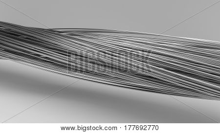 3d illustration of twisting metal rods. isolated on white.