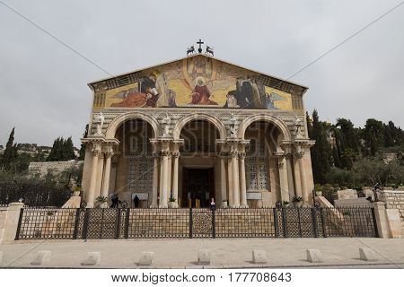 The Church of All Nations or Basilica of the Agony is a Roman Catholic church near the Garden of Gethsemane at the Mount of Olives in Jerusalem Israel.