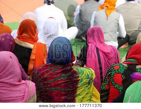 people Sikh with headscarf during the event in the city