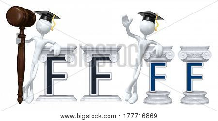 Education Lawyer Leaning On A Letter F The Original 3D Character Illustration
