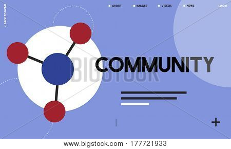 Global network connected with social network online community illustration
