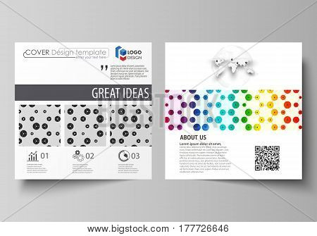 Business templates for square design brochure, magazine, flyer, booklet or annual report. Leaflet cover, abstract flat layout, easy editable vector. Chemistry pattern, hexagonal design molecule structure, scientific, medical DNA research. Geometric colorf