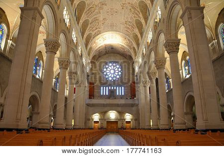 QUEBEC CITY, CANADA - SEP 11, 2011: Basilica of Sainte-Anne-de-Beaupre, Quebec City, Canada.