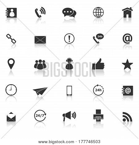 Contact us icons with reflect on white background, stock vector