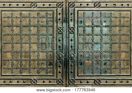 Vintage style gates steel bronze texture in detail