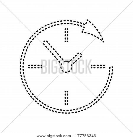 Service and support for customers around the clock and 24 hours. Vector. Black dashed icon on white background. Isolated.