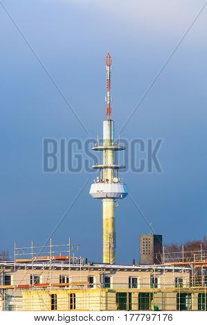Velberter telecommunications tower also called Telebert. Under the radio tower is the primary center of Telekom.