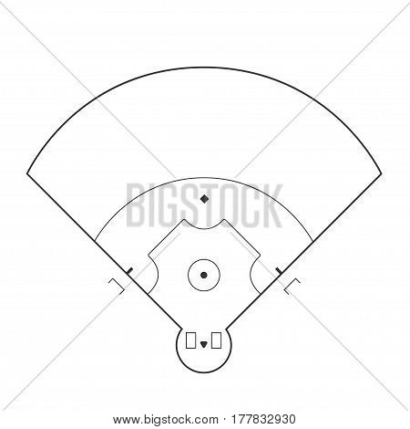 Baseball field markup isolated on white background