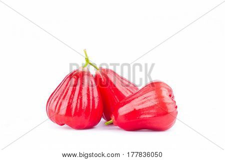 ripe red rose apple  on white background healthy rose apple fruit food isolated