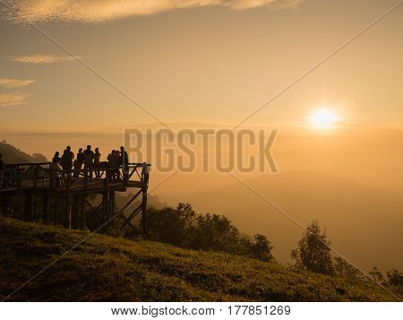 silhouette landscape mountain at view point Thailand