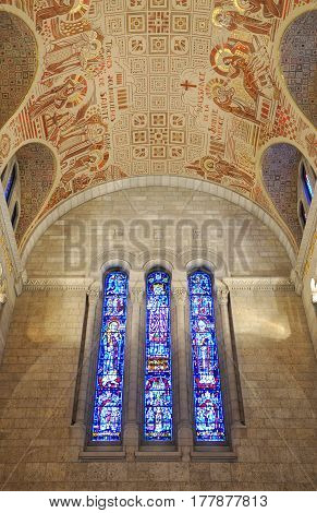QUEBEC CITY, CANADA - SEP 11, 2011: Basilica of Sainte-Anne-de-Beaupre, Quebec City, Canada.