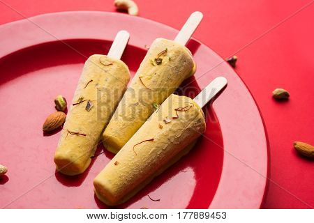 rajwari or rajwadi sweet kesar badam pista kulfi or ice cream candy
