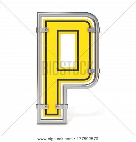 Framed Traffic Road Sign Font Letter P 3D