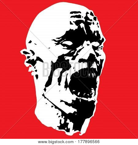 zombie screams head. horror image. vector illustration