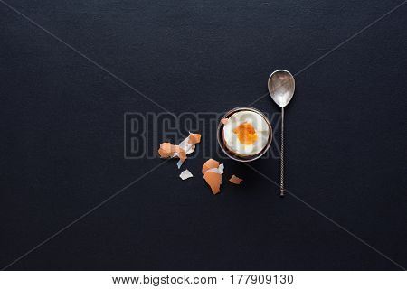 Boiled Egg Support Teaspoon Shell Top View Vintage