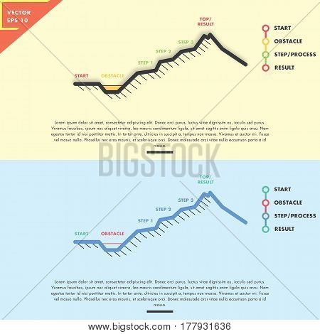 Mountain Infographic analogy with simple line art design, flat design