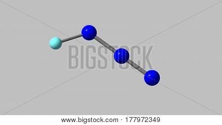 Hydrazoic acid or hydrogen azide or azoimide is a compound with the chemical formula HN3. It is a colorless volatile and explosive liquid at room temperature and pressure. 3d illustration