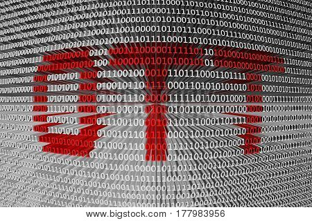 OTT presented in the form of binary code 3d illustration
