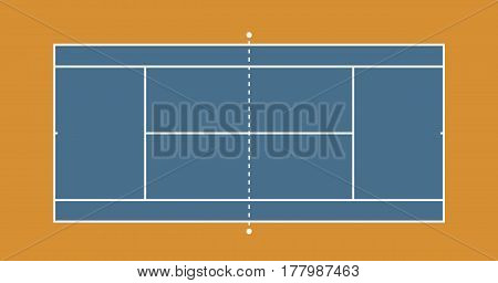 Tennis hard court illustration. Top view, Vector illustration
