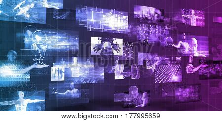 Modern Communication Technology Concept with Moving Data 3D Illustration Render