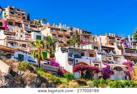 Mediterranean Houses Of Cala Fornells On Majorca Island, Spain