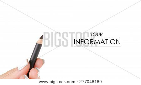 Black Eye Pencil In Hand Pattern On White Background Isolation