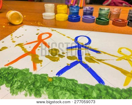Childrens Paint And Brush Drawings, Childrens Development