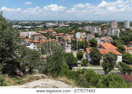 Plovdiv, Bulgaria - July 5, 2018:   Panoramic Cityscape Of Plovdiv City From Nebet Tepe Hill, Bulgar