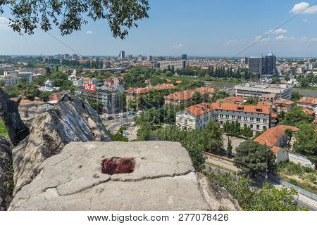Plovdiv, Bulgaria - July 5, 2018:   Panoramic Cityscape Of Plovdiv City From Nebet Tepe Hill, Bulgar