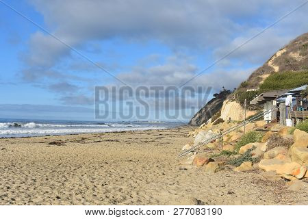 Beautiful Seascape With A Sandy Beach And Bluffs