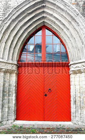 Door On The Catherine Church On Catherine Lane (135 M) In The Historic District Of Old Town, Tallinn