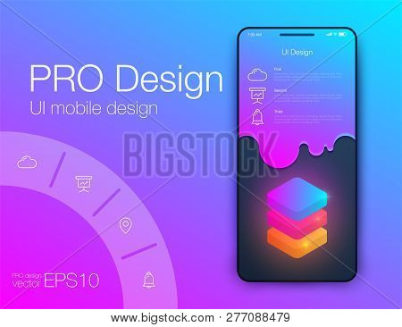 Mobile Phone Application For Analytics. Stock Vector