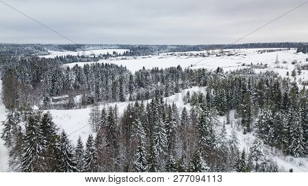 Aerial Landscape, Area Of Veliky Ustyug  Is A Town In Vologda Oblast, Russia, Territory Of The Resid