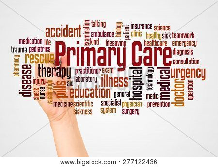 Primary Care Word Cloud And Hand With Marker Concept
