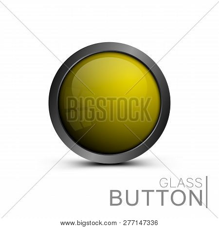 Color Glass Button On White Background. Vector Illustration - Vector